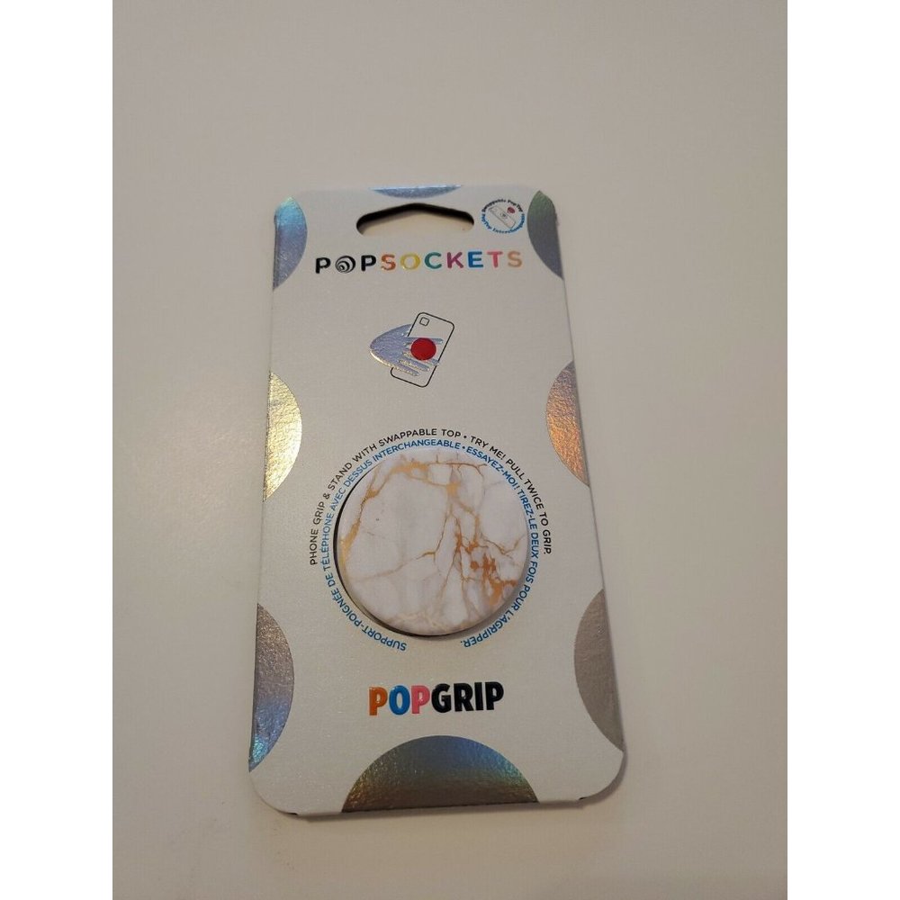 PopSockets: PopGrip with Swappable Top for Phones and Tablets - Gold Lutz Marble